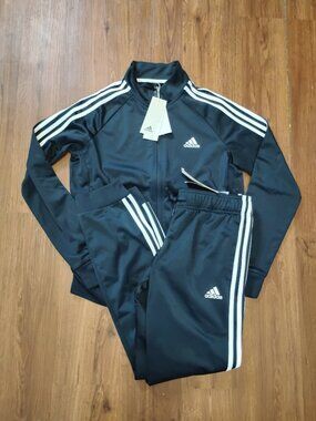 NWT Adidas Essentials 3 Stripe Track Suit Jacket Pants